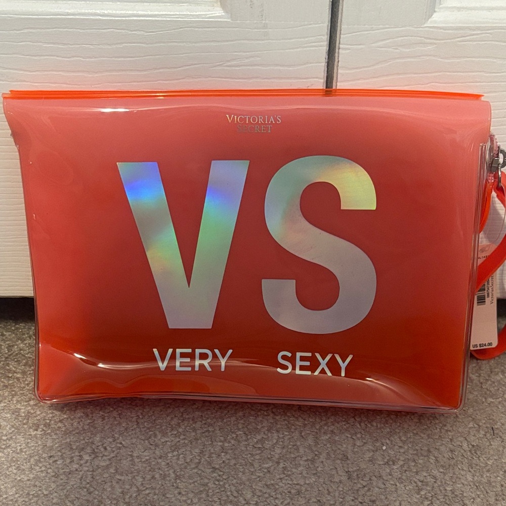 Victoria's Secret Vibrant Coral Transparent Pouch